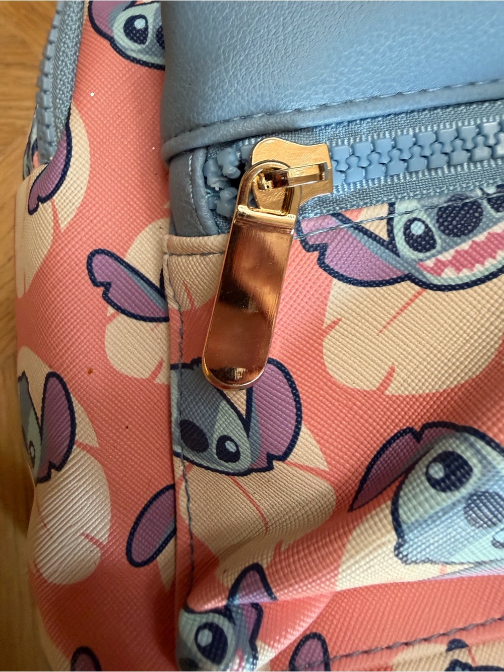 Disney Stitch Coral Pink and Light Blue Mini Backpack - Picture 2 of 9